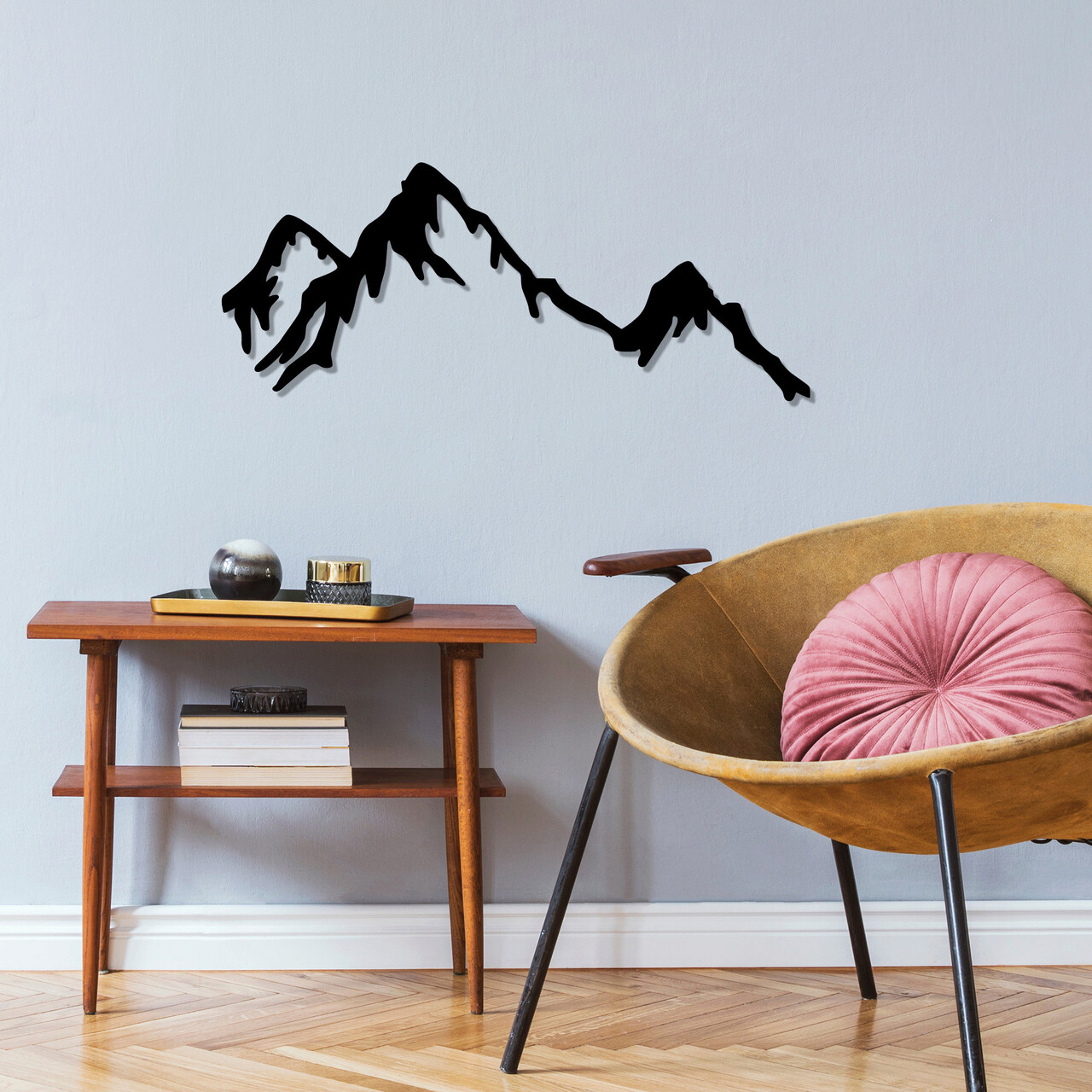 Decoratiune de perete, Mountain, 70 x 30 cm, Negru - imagine 4